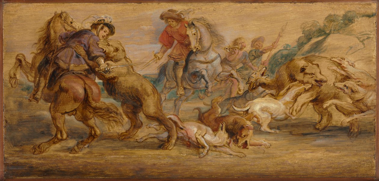 Studie k Lovu na medvěda pro Alcázar, Madrid, c. 1639. od Peter Paul Rubens