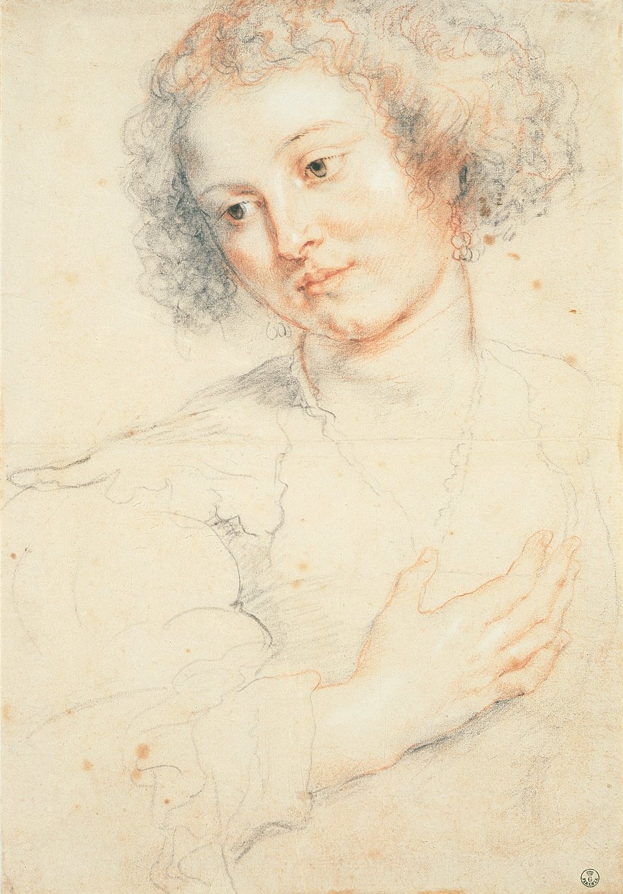 Studie hlavy sv. Apollonie (kresba) od Peter Paul Rubens