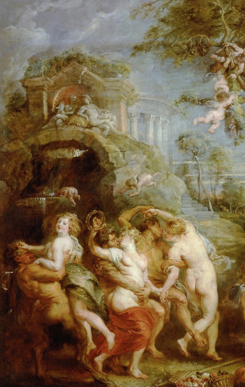 Svátek Venuše Verticordie (Detail obrazu: bakchická scéna s nymfami a satyry) od Peter Paul Rubens