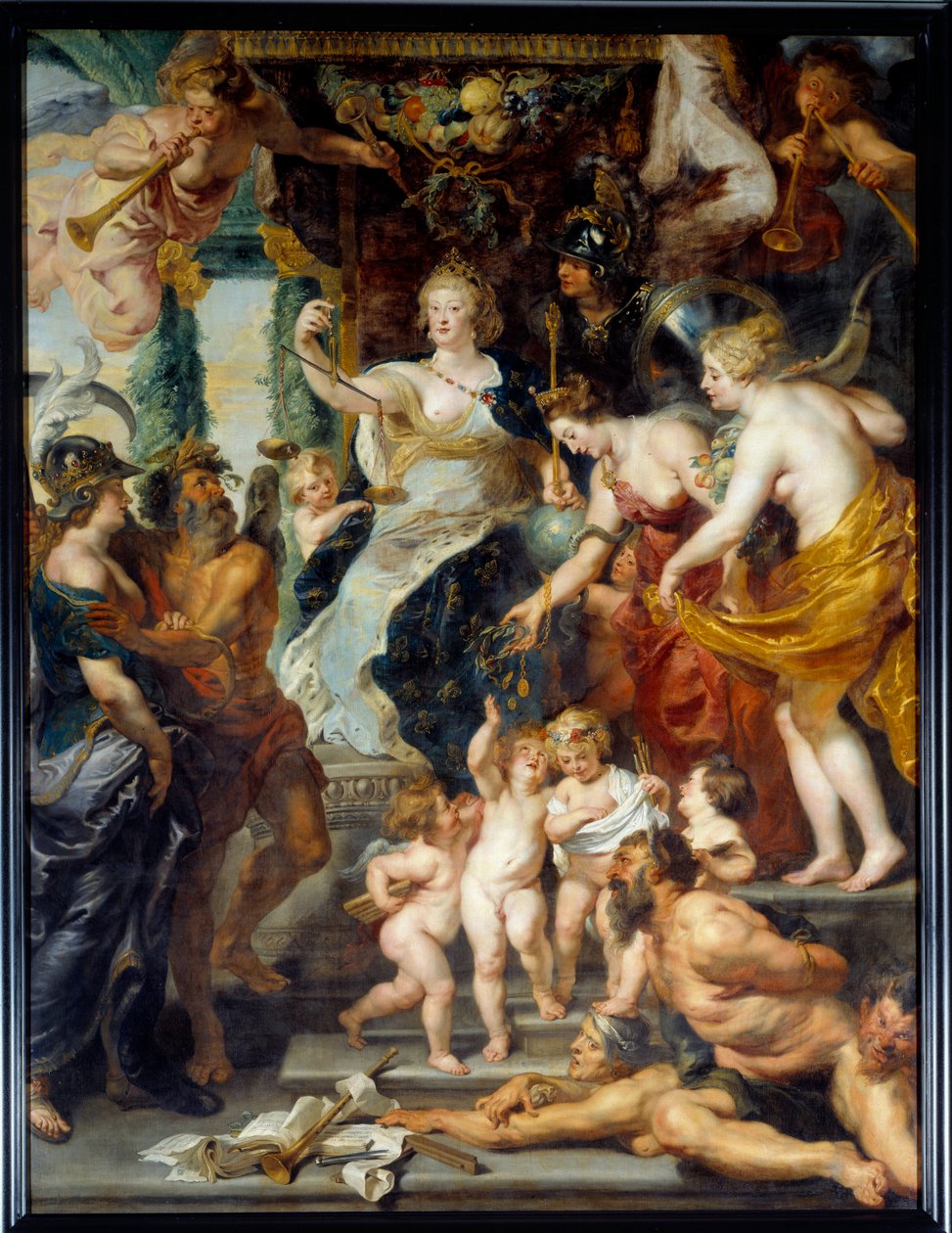 Felicity regentské reprezentace královny Marie Medicejské (Maria de Medici) (1573-1642) v triumfu v době regentství. Obraz Pierre Paul (Pierre-Paul) Rubens (nebo Peter Paul nebo Petrus Paulus) (1577-1640) 17. století Sun. 3,94x2,95 m od Peter Paul Rubens