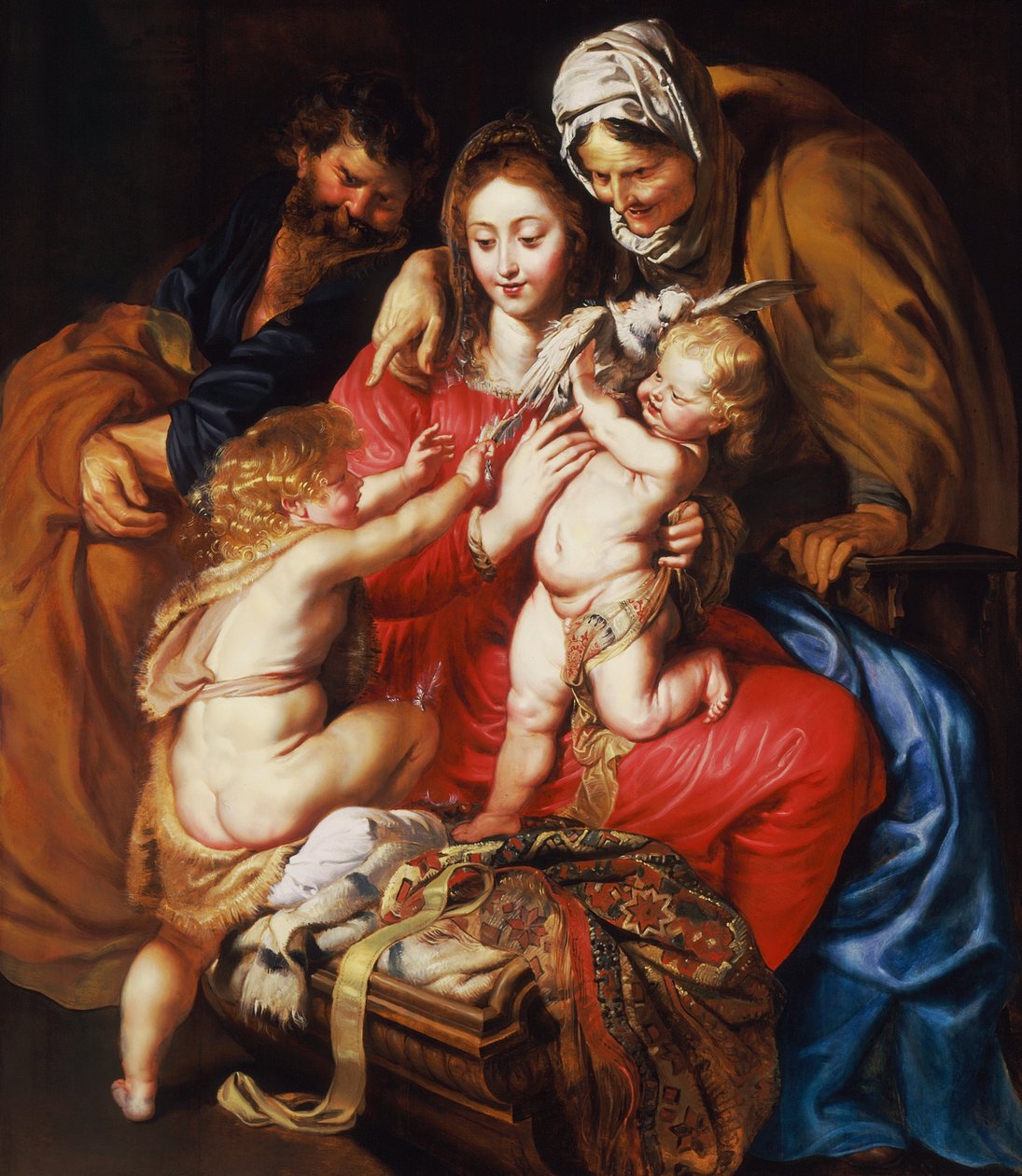 Svatá rodina se svatou Alžbětou, svatým Janem a holubicí, kolem roku 1609 od Peter Paul Rubens