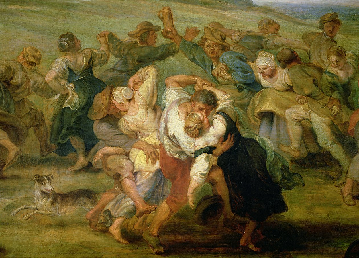 Kermesse, detail tančících rolníků, kolem 1635-38 olej na panelu detail 24954 od Peter Paul Rubens