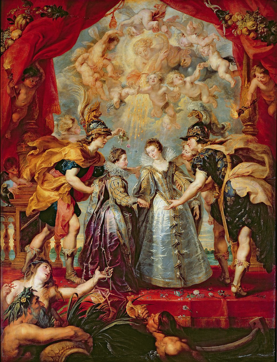 Medicejský cyklus: Výměna dvou princezen Francie a Španělska, 9. listopadu 1615 od Peter Paul Rubens