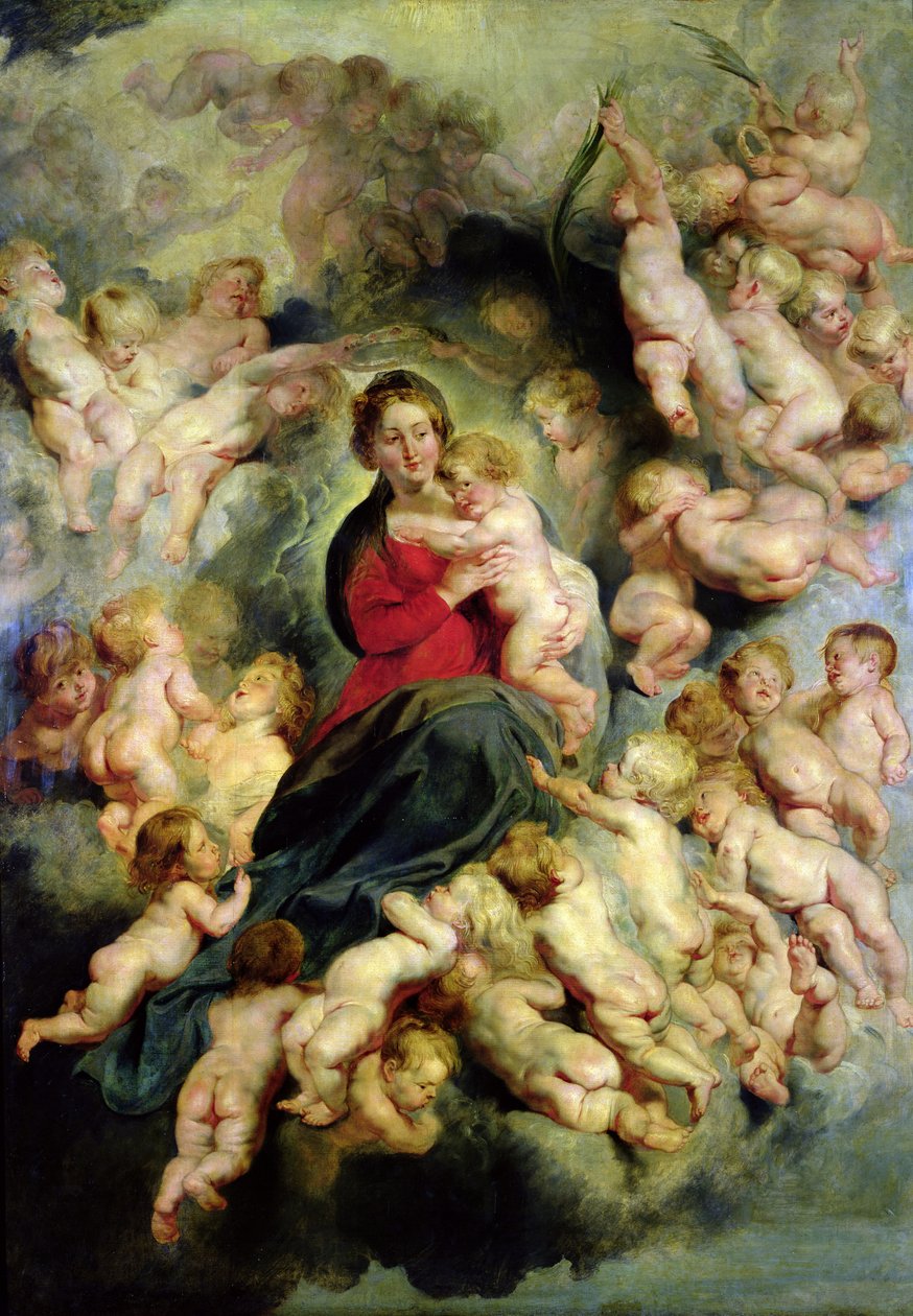 Panna s dítětem obklopená svatými neviňátkami aneb Panna s anděly, 1618 od Peter Paul Rubens