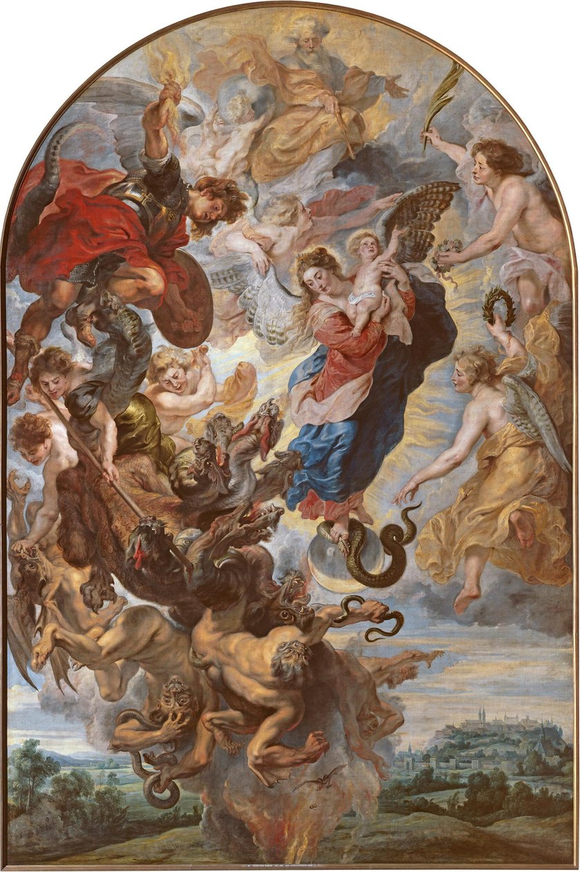 Panna Maria jako apokalyptická žena na měsíci od Peter Paul Rubens