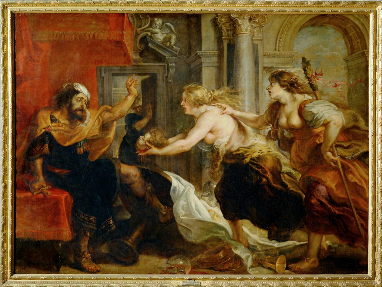 Tereova hostina: Filoména a Prokné přinášejí Tereovi uťatou hlavu jeho syna Je to (malba na plátně) od Peter Paul Rubens