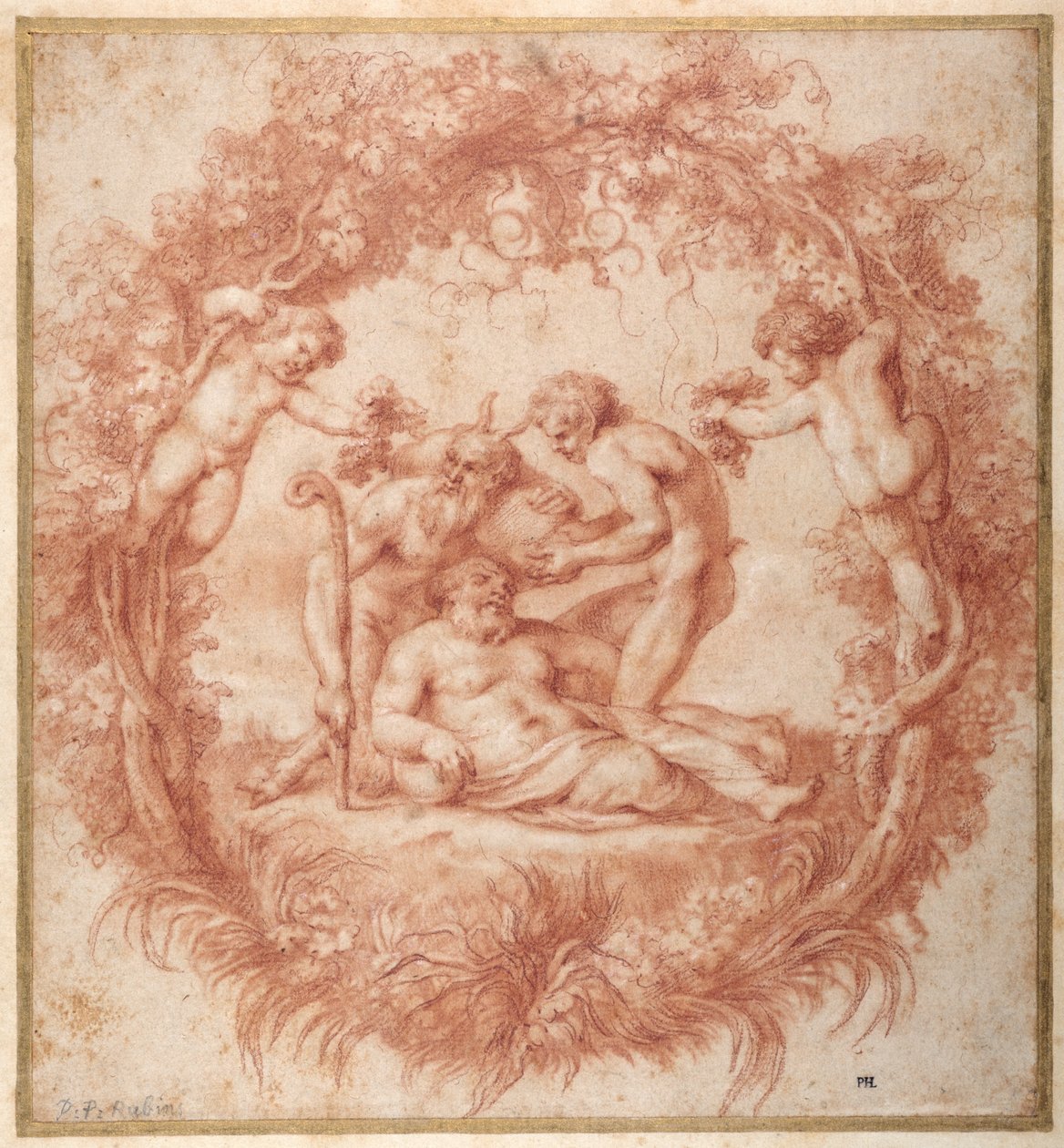Design Tazza Farnese (červená křída s kvašem na papíře) od Peter Paul Rubens