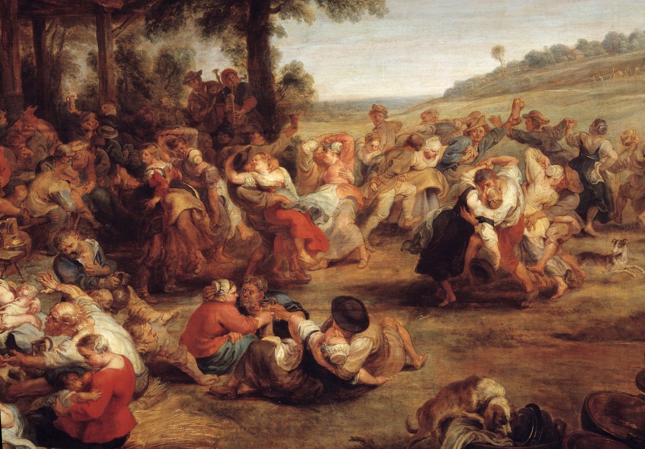Jarmark nebo svatba na vesnici Detail reprezentující venkovskou párty. Obraz Pierre Paul (Pierre-Paul) Rubens (nebo Peter Paul nebo Petrus Paulus) (1577-1640), vlámská škola od Peter Paul Rubens