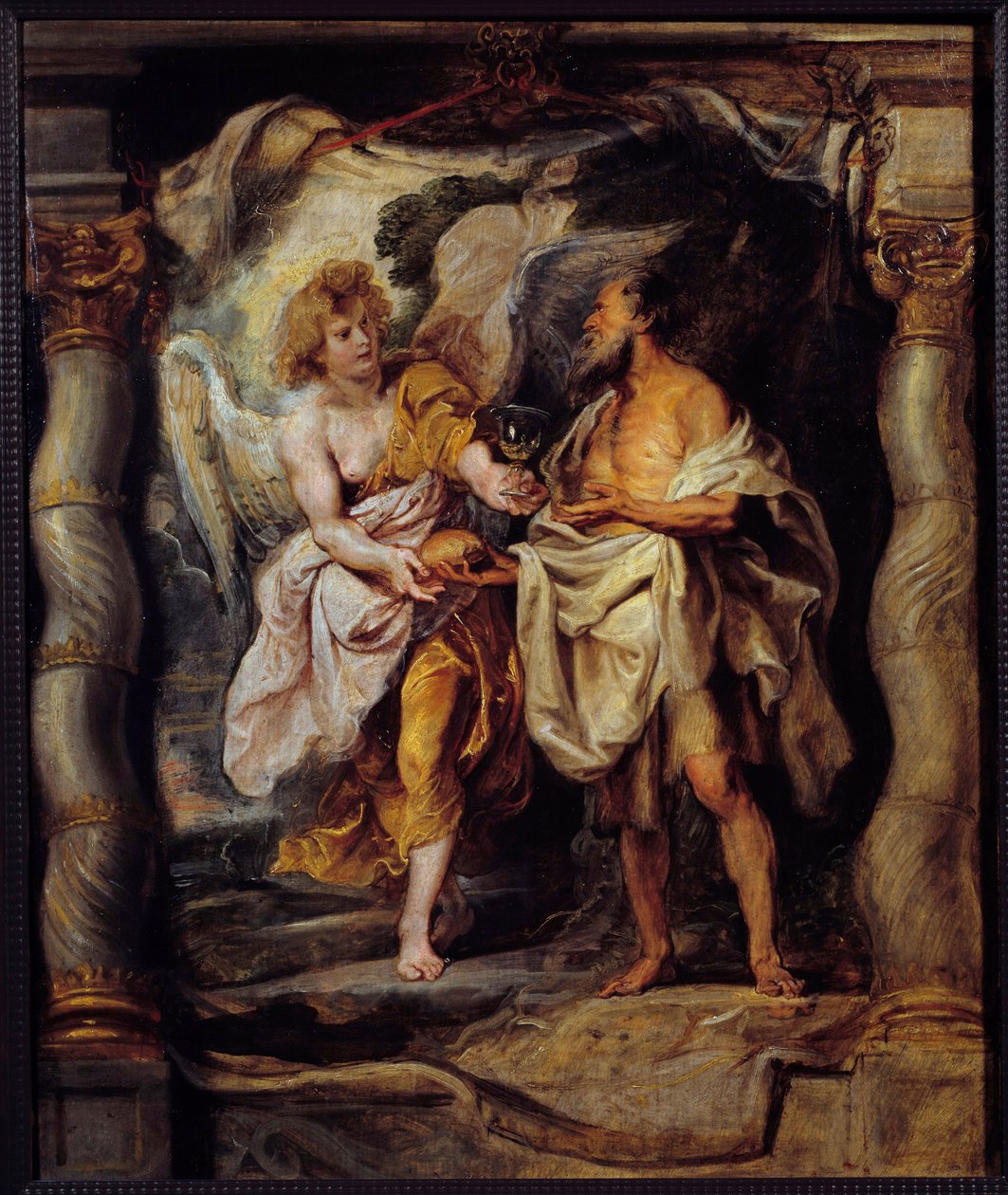 Prorok Eliáš dostává chléb a vodu od anděla Obraz Pierre Paul (Pierre-Paul) Rubens (nebo Peter Paul nebo Petrus Paulus) (1577-1640) Slunce 17. století. 0,53x0,63 m Bayonne, Musee Bonnat od Peter Paul Rubens