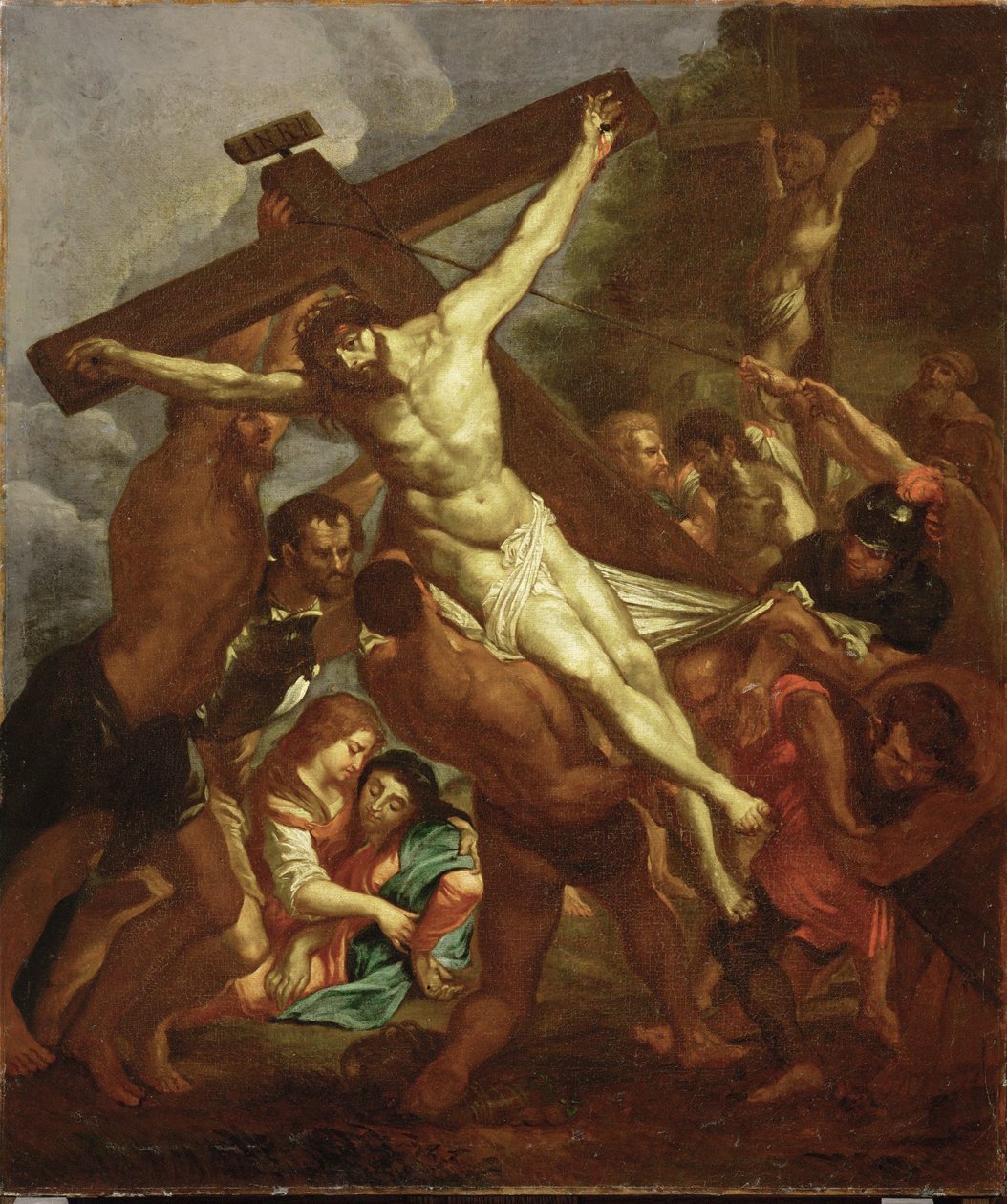 Vztyčení kříže, asi 1600-50 (malba) od Peter Paul Rubens