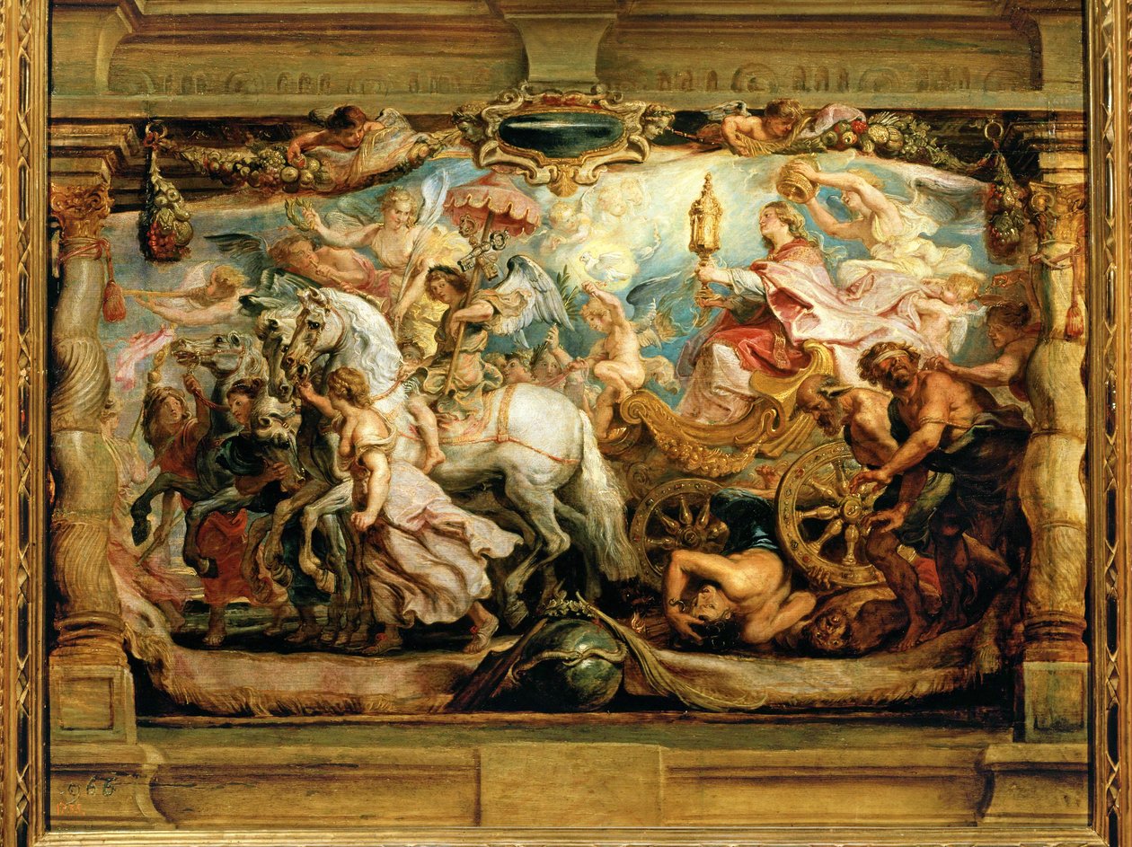 Vítězství církve nad zuřivostí, svárem a nenávistí (malba na dřevě) od Peter Paul Rubens