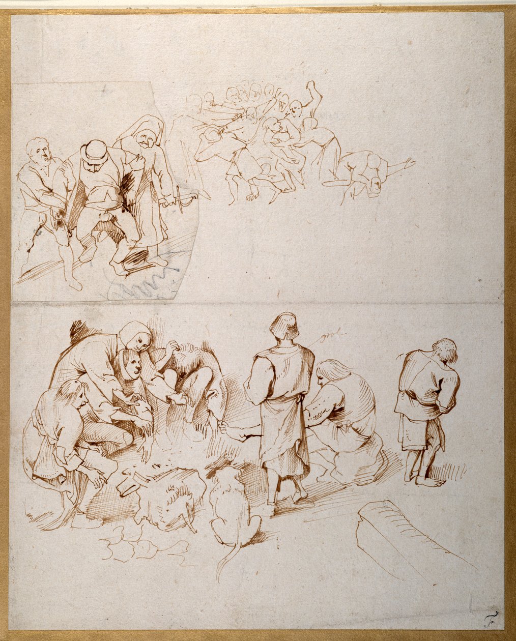 Tři rolnické scény (pero a inkoust na papíře) od Peter Paul Rubens