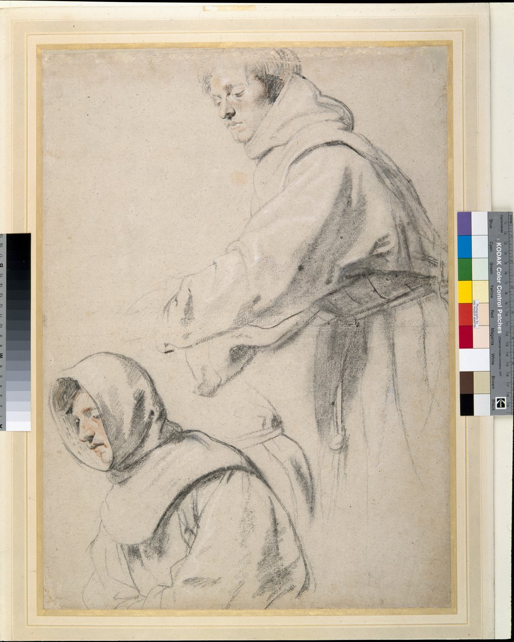 Dva františkánští bratři (křídy na papíře) od Peter Paul Rubens