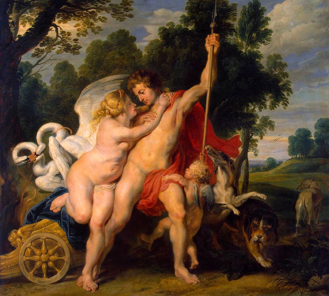 Venuše a Adonis, c1614 od Peter Paul Rubens