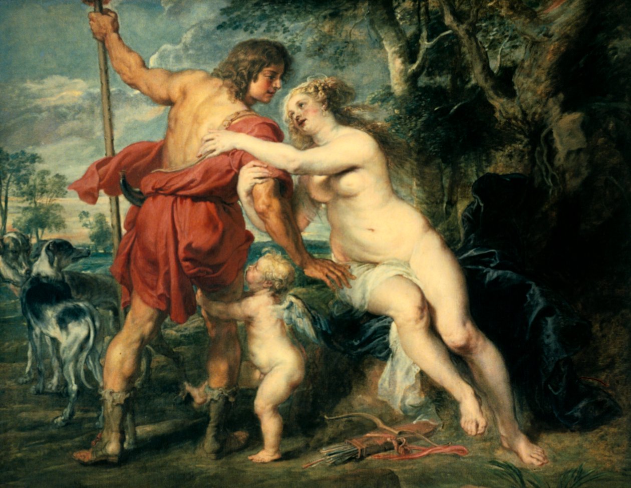 Venuše a Adonis, c1630 od Peter Paul Rubens