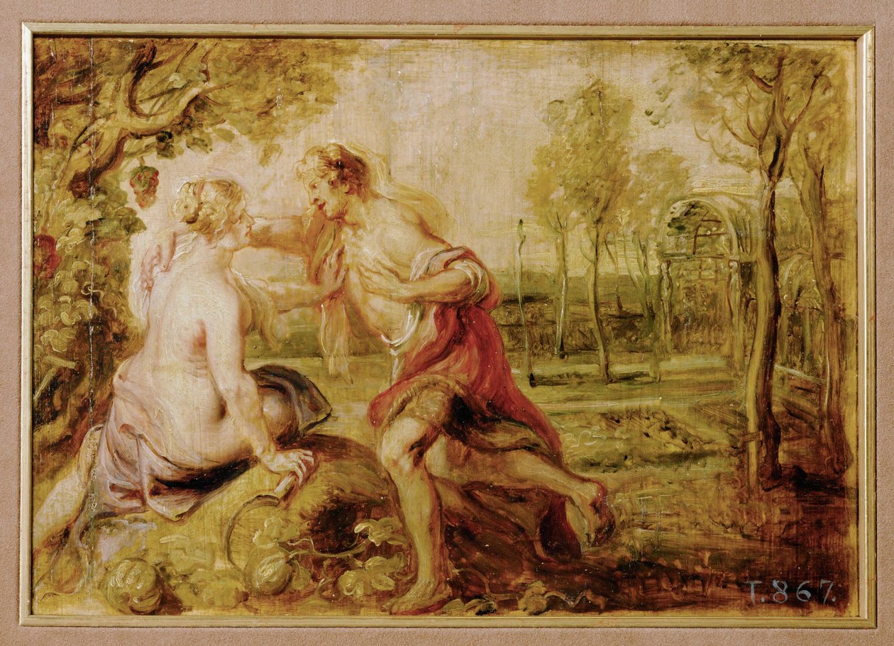 Vertumnus a Pomona (malba na dřevě) od Peter Paul Rubens