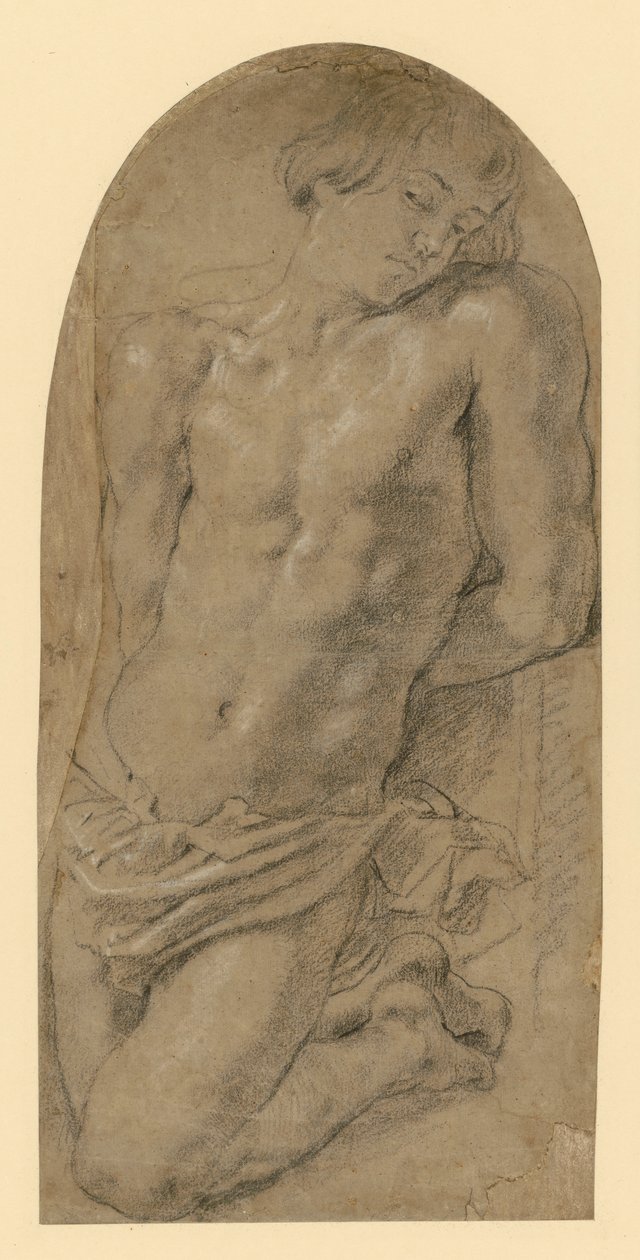 Mladý muž klečící vlevo s rukama svázanýma za zády. (Předběžná studie pro Izáka na obraze "Abrahamova oběť") od Peter Paul Rubens