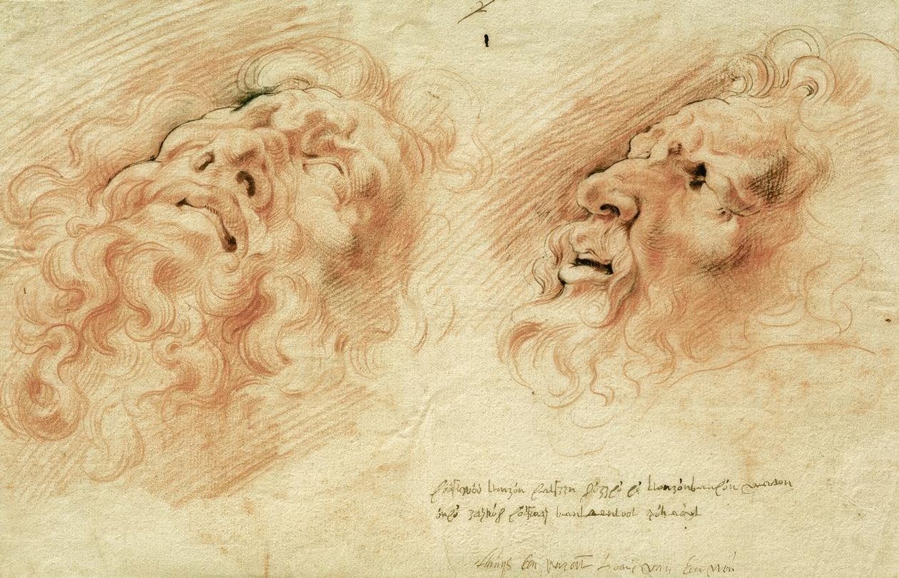 Dvě studie po hlavě Laocoonu od Peter Paul Rubens