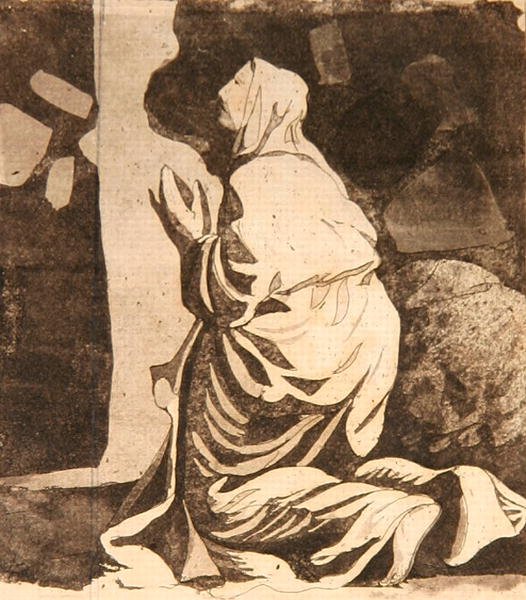 Eliáš v poušti (akvatinta) od Peter Perez Burdett
