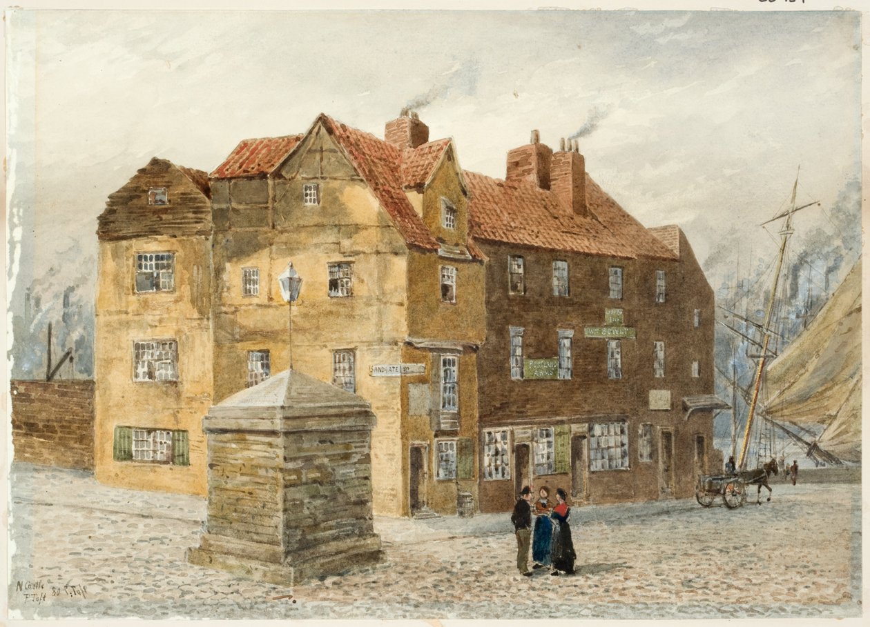 Sandgate (Portland Arms Inn) (tužka a akvarel na papíře na kartě) od Peter Petersen Toft