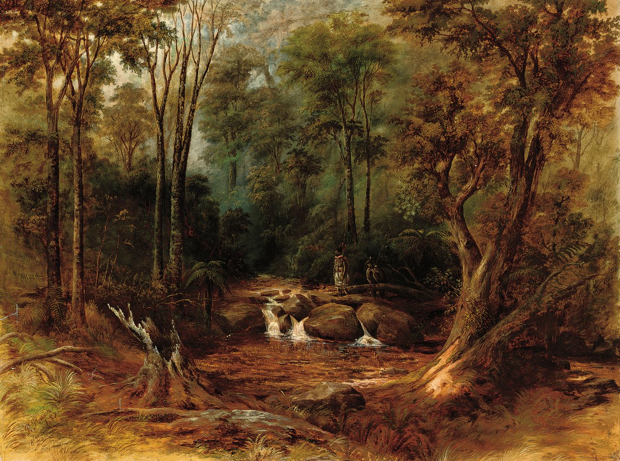 Maorové překračující lesní potok, 1887 od Peter Power
