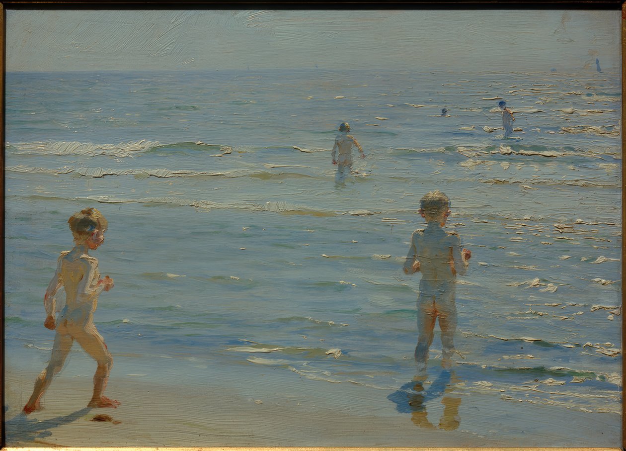 Koupající se chlapci. Sluneční svit. Skagen od Peder Severin Krøyer