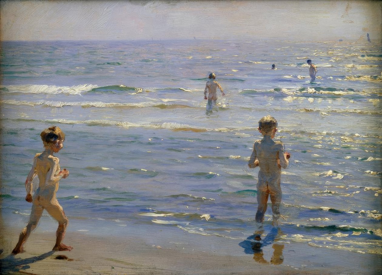 Koupající se chlapci. Sluneční svit. Skagen od Peder Severin Krøyer
