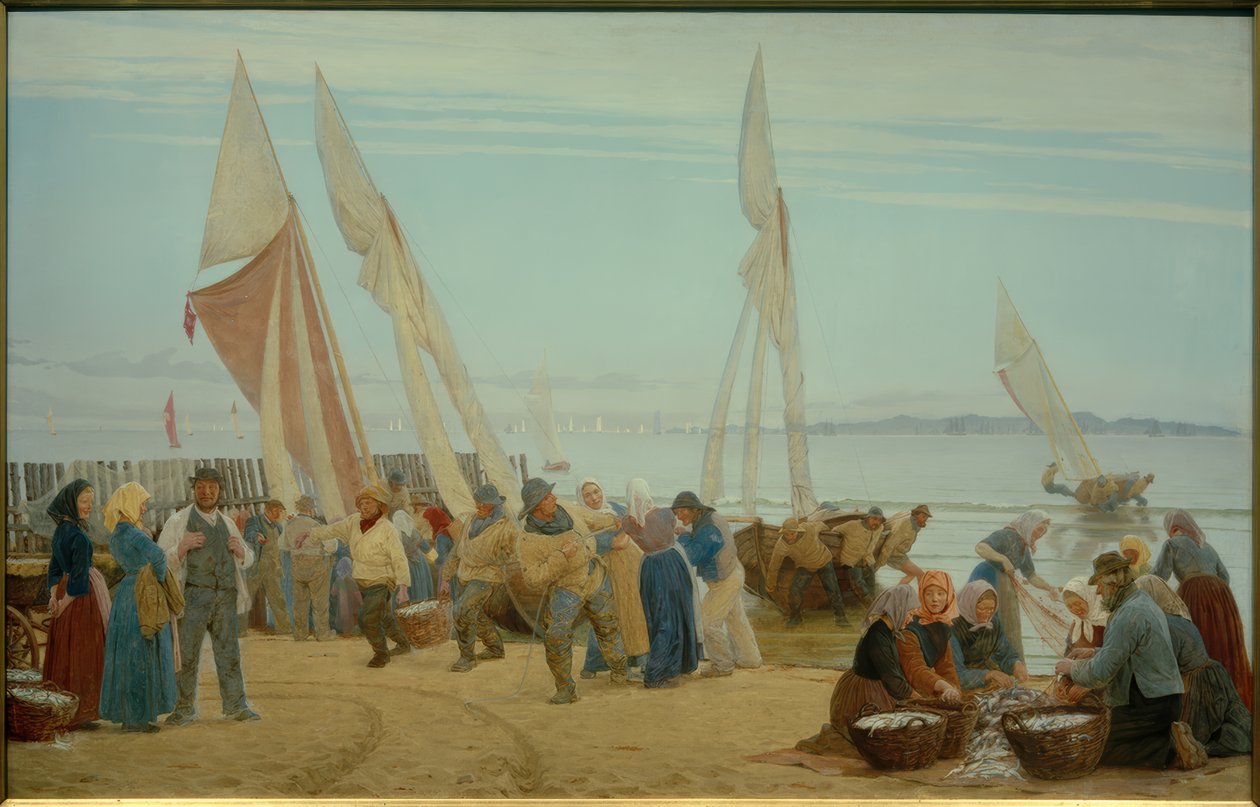 Zítra u Hornbaeka. Rybáři přicházejí na břeh od Peder Severin Krøyer