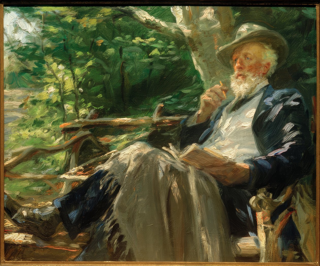 Portrét básníka Holgera Drachmanna ve Skagenském lese od Peder Severin Krøyer