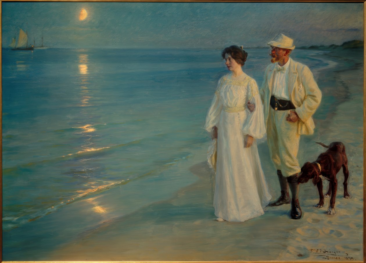 Letní večer na pláži Skagen. Umělec a jeho žena od Peder Severin Krøyer