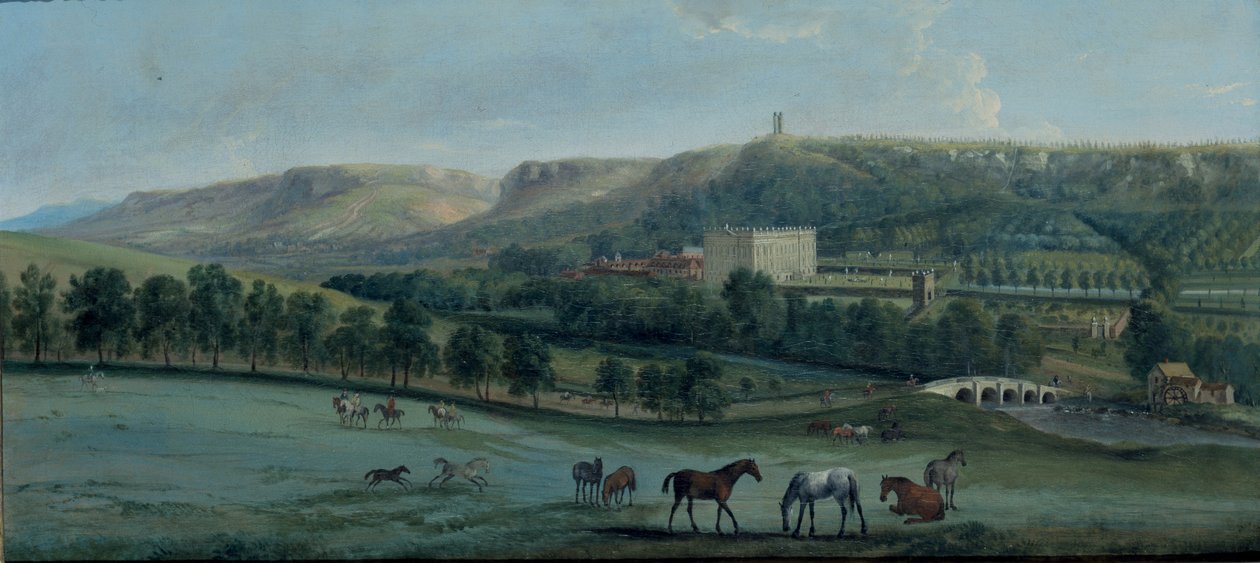 Pohled na Chatsworth od jihozápadu (olej na plátně) od Peter Tillemans