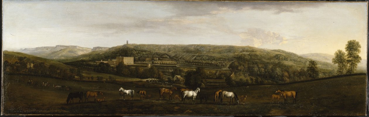 Pohled na Chatsworth od jihozápadu (olej na plátně) od Peter Tillemans