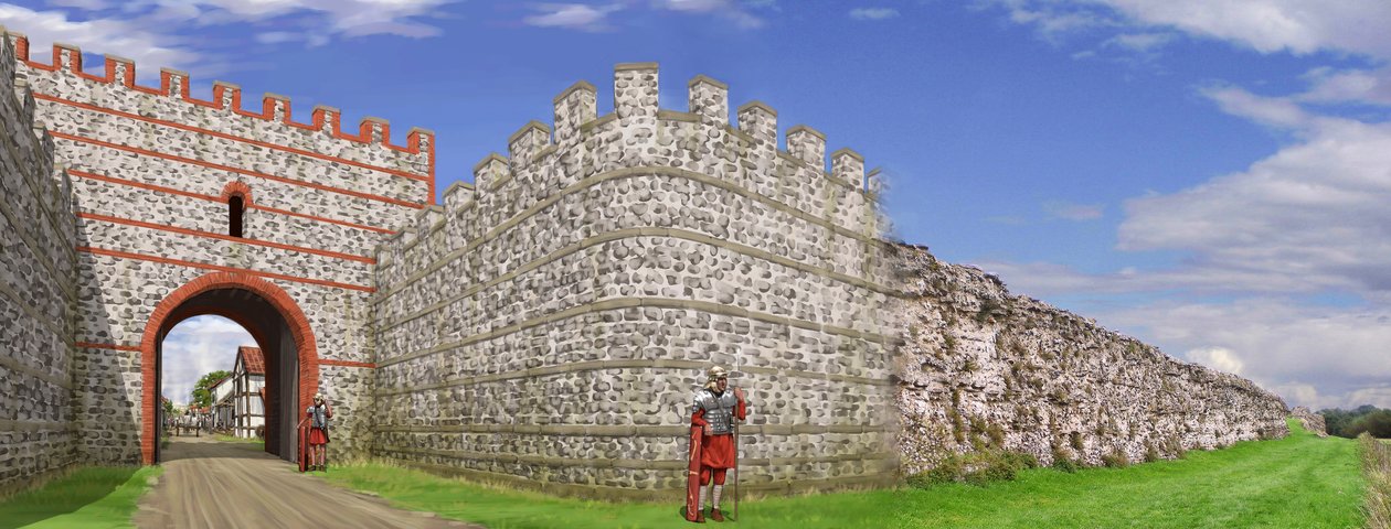 Jižní brána Silchester Roman City Walls, c3. století, c1990-2010 od Peter Urmston