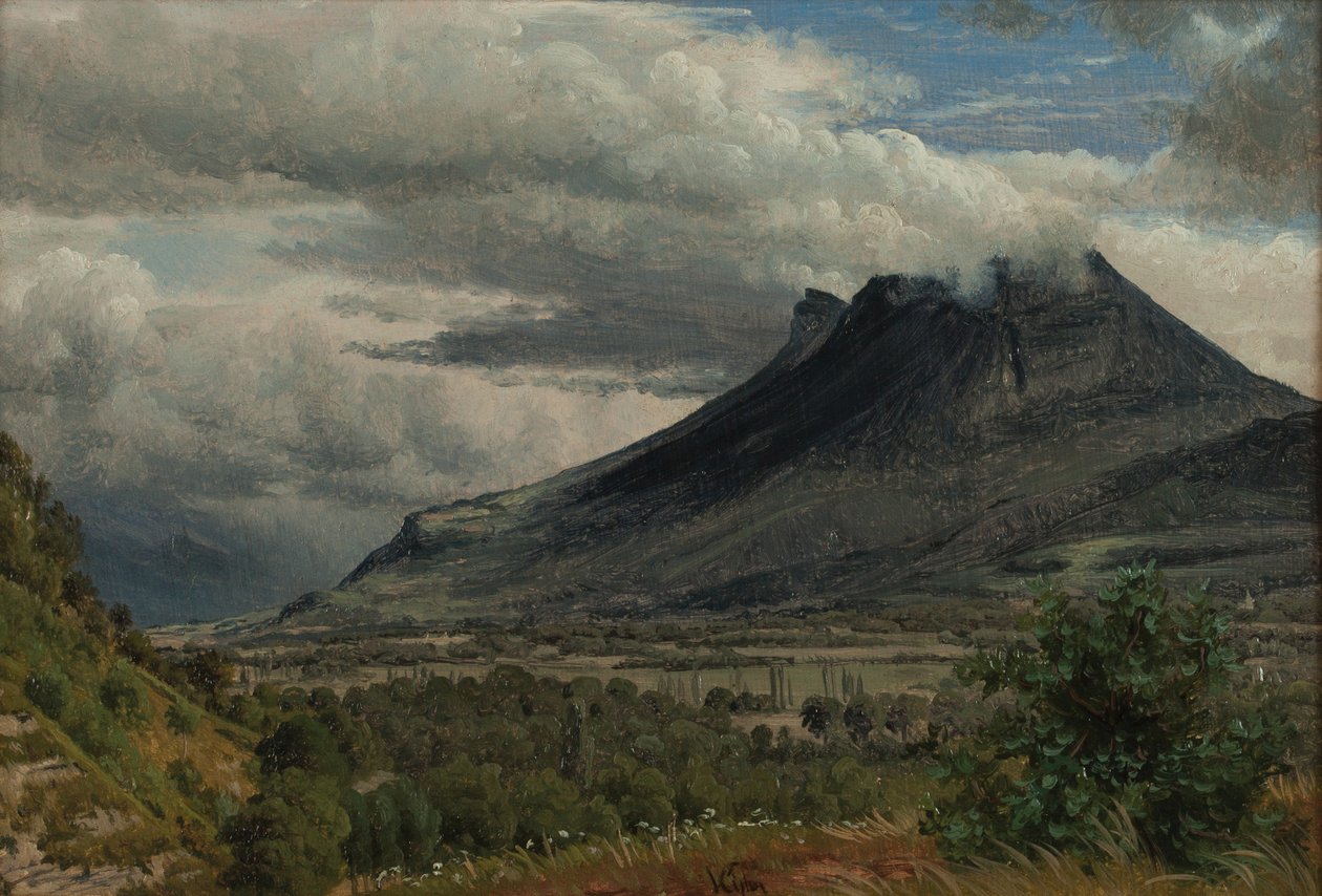 Masiv Granier, pohled převzatý z Cluse de Chambéry 1850 Olej na papíře od Peter Vilhelm Carl Kyhn