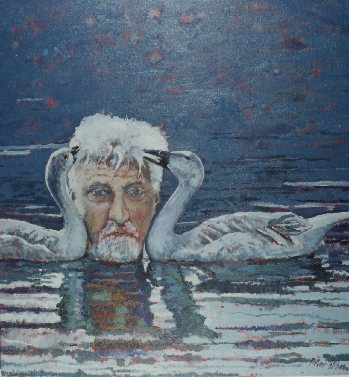 Conrad Lorenz s Goslingy, 2000 (olej na plátně) od Peter Wilson