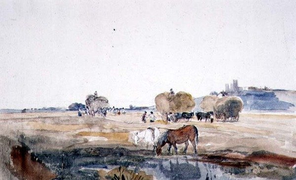 Lincoln Hayfield (akvarel na papíře) od Peter de Wint