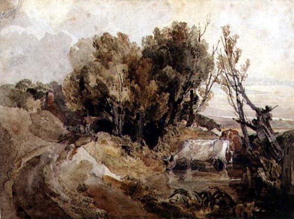 The Drinking Place (akvarel na papíře) od Peter de Wint