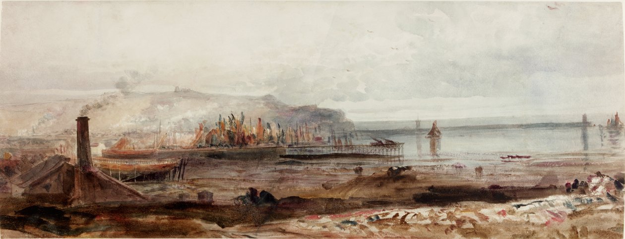 Pohled na přístav, asi 1830-1840 (akvarel) od Peter de Wint