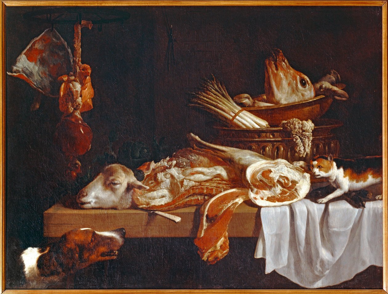 Viande de boucherie avec chien et chat - Řeznické maso se psem a kočkou ... od Peter van Boeckel