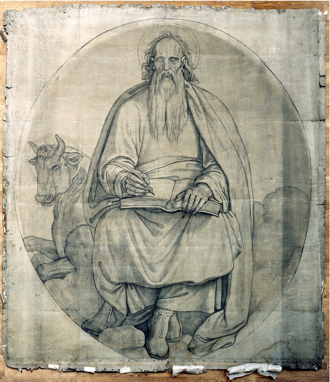 Evangelista Lukáš. Karton k freskám kostela svatého Ludvíka v Mnichově od Peter von Cornelius