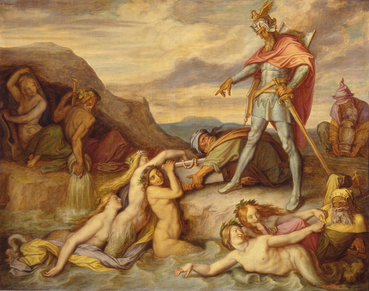 Hagen potápí poklad Nibelungů od Peter von Cornelius