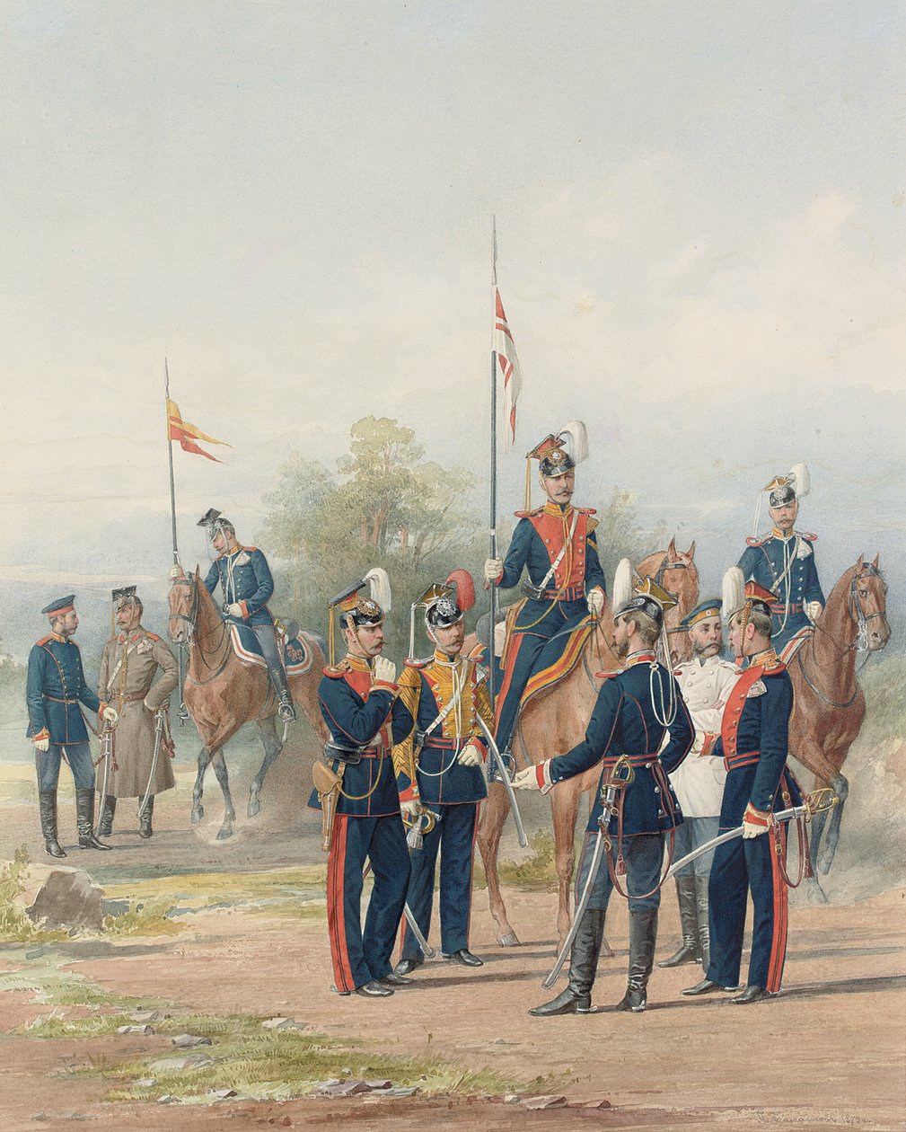 Skupina důstojníků a vojáků z pluku Life Guard Lancer Jeho a Jejího Veličenstva, 1873 od Petr Balashov
