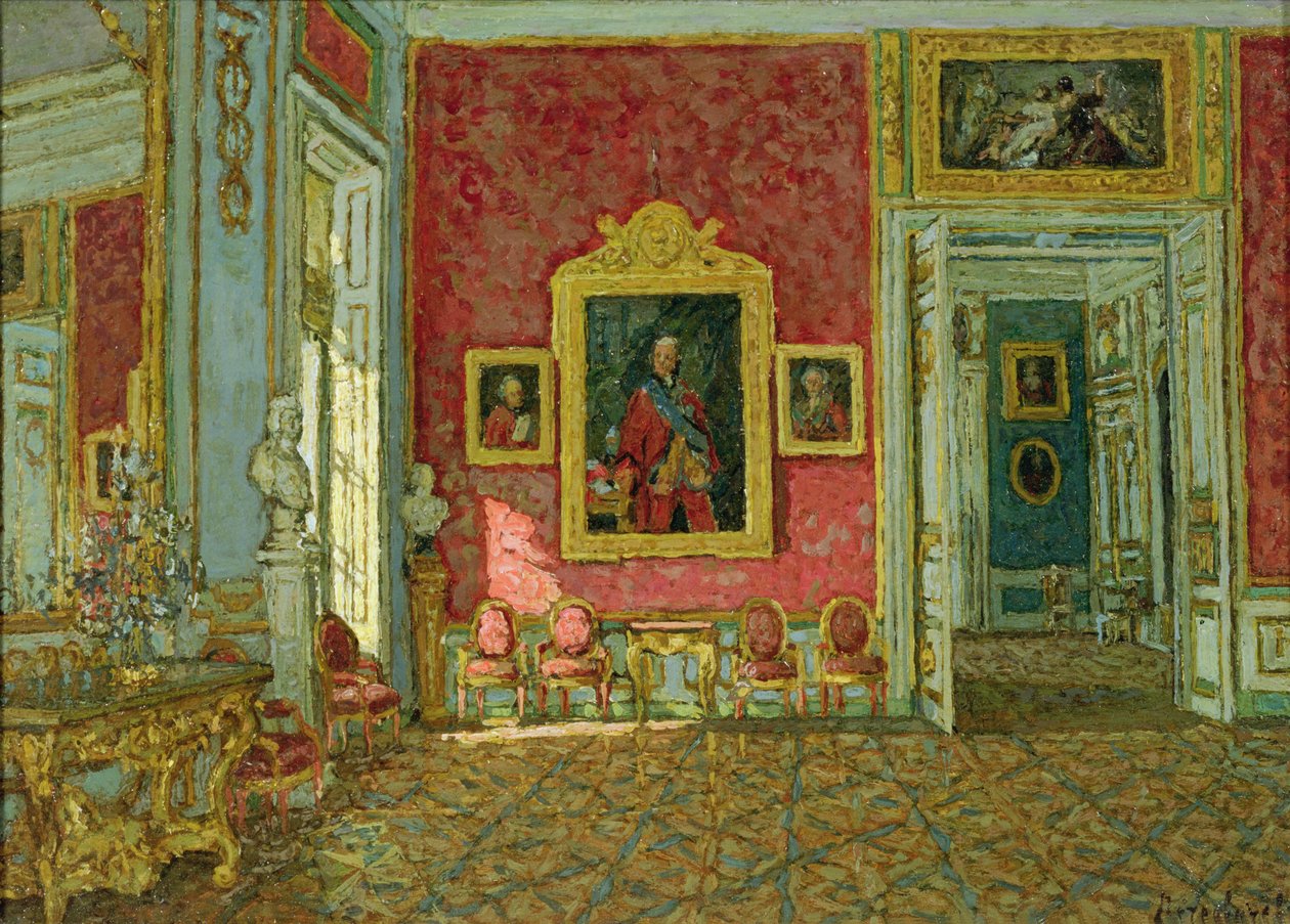 Fialový salon v Kuskově paláci, kolem roku 1915 (olej na plátně) od Petr Ivanovic Petrovichev