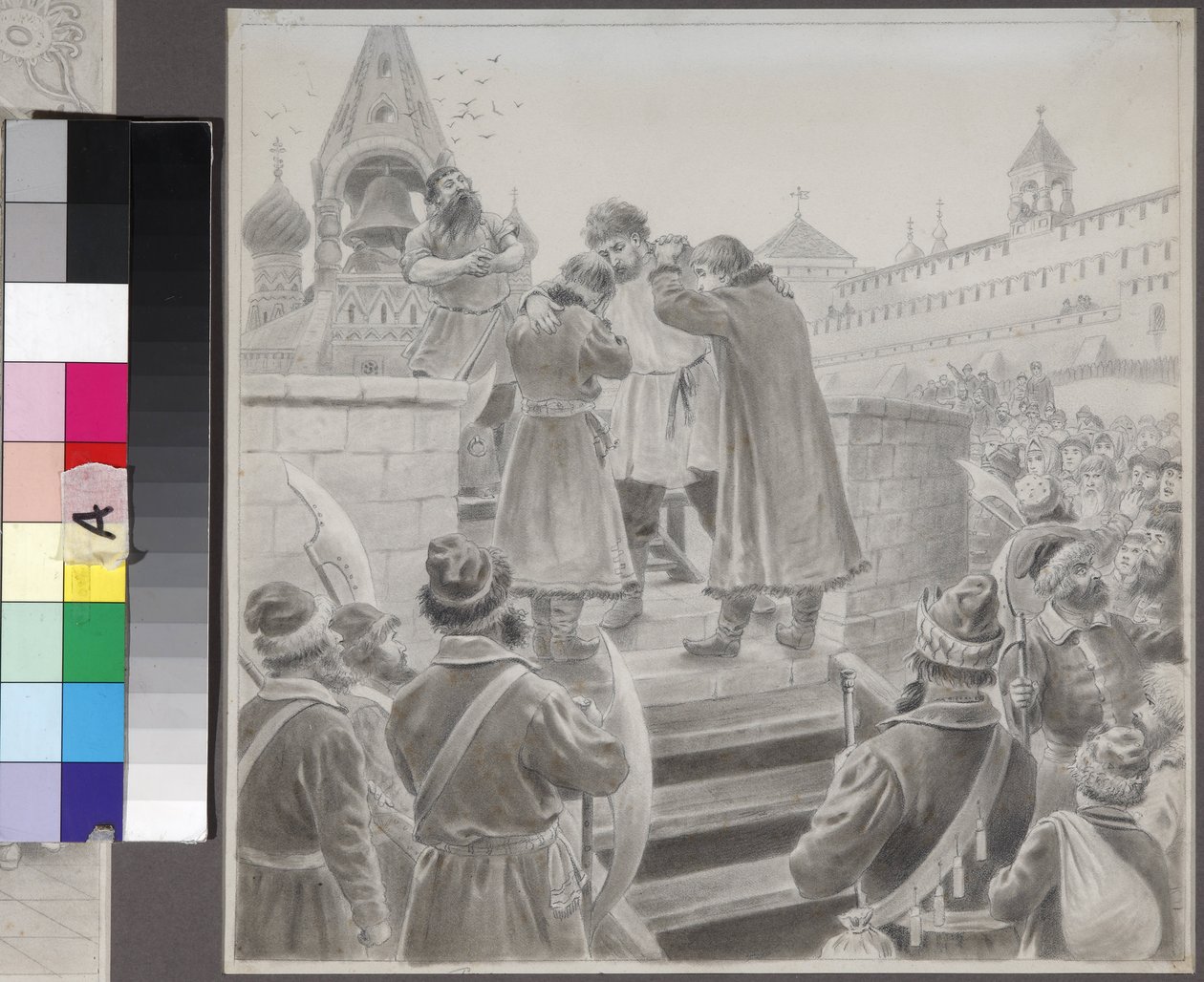 Ilustrace k básni Píseň kupce Kalašnikova od M. Lermontova par Korovina, Petr Ivanovič (1857-1919), - Tužka na papíře - Státní Lermontovovo muzeum Tarkhany od Petr Korovin