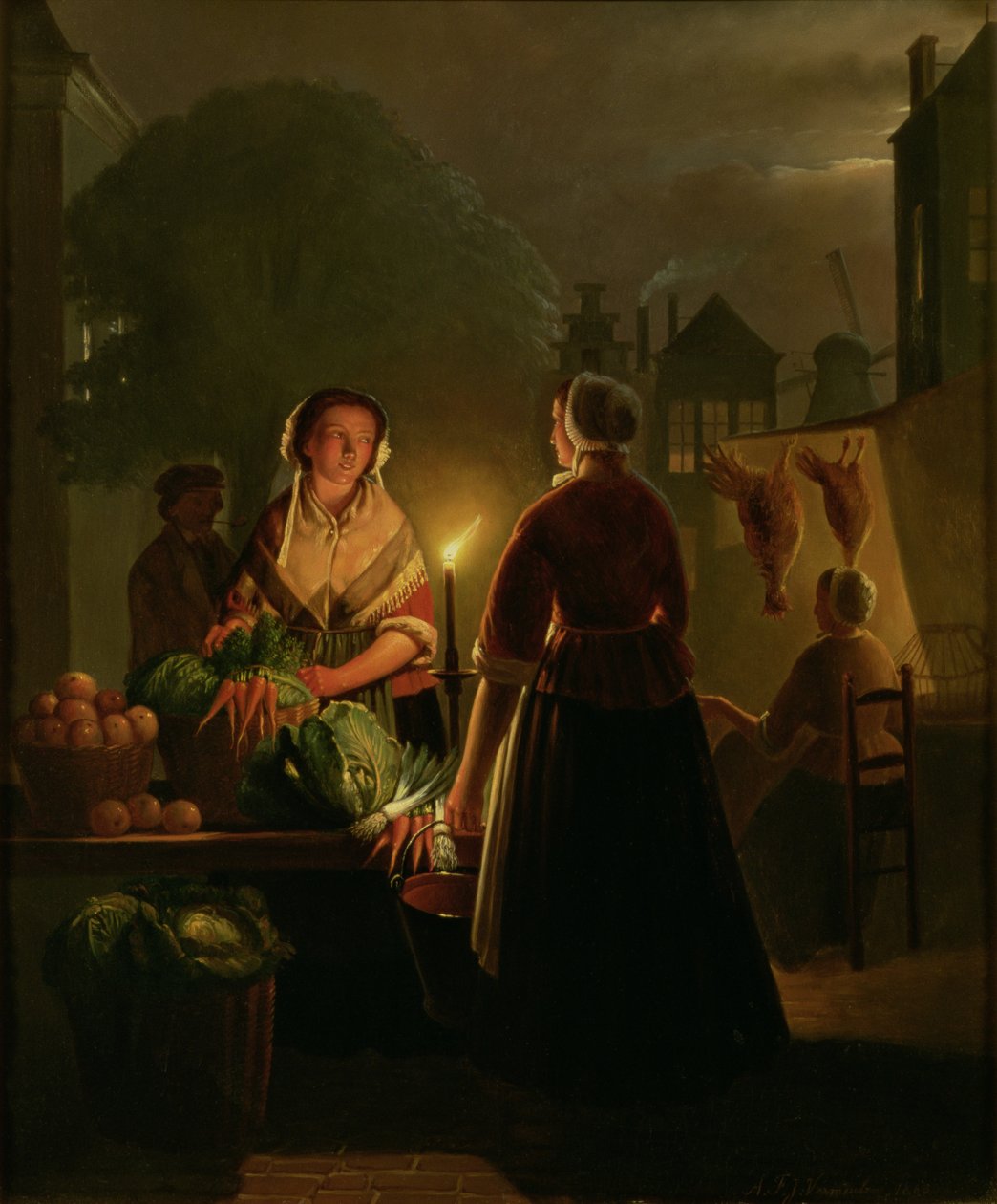 Zeleninový trh při svíčkách od Petrus van Schendel