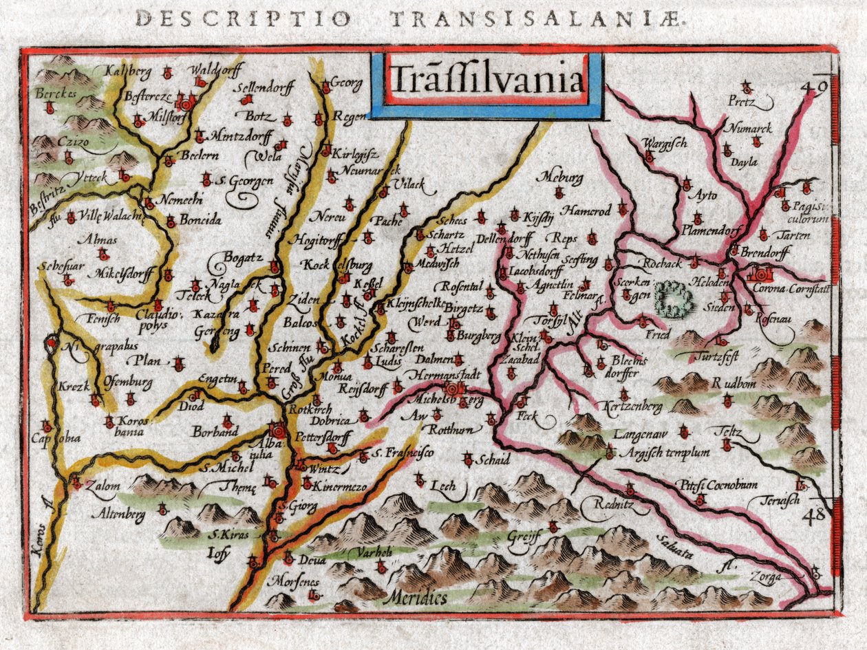 Mapa Transylvánie 1616 od Petrus Bertius