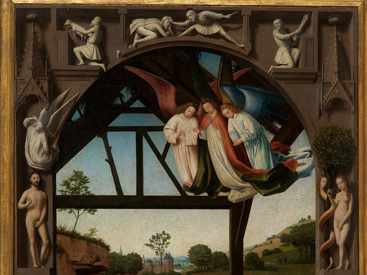 Detail klanění Kristu-dítěti od Petrus Christus