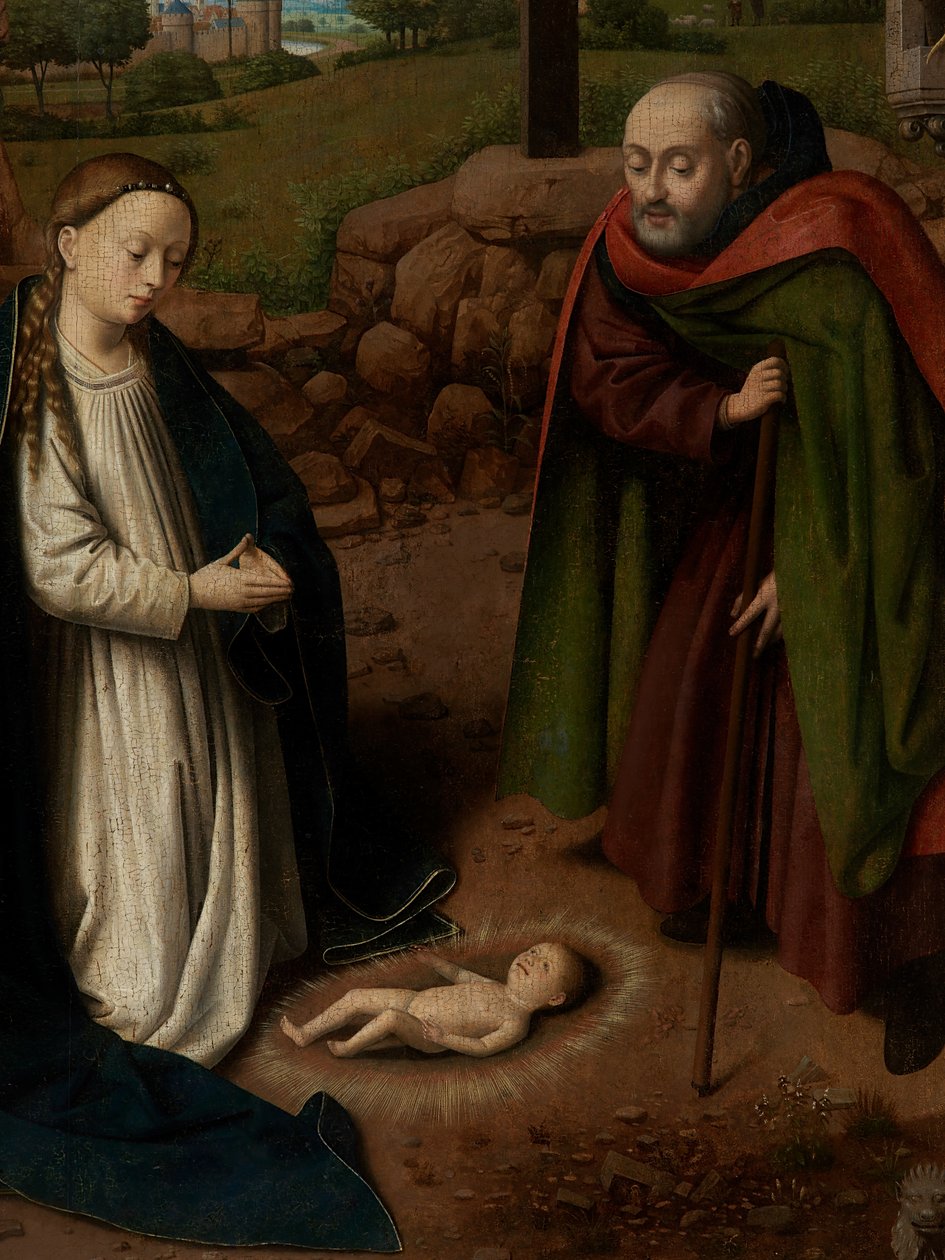 Detail klanění Kristu-dítěti od Petrus Christus