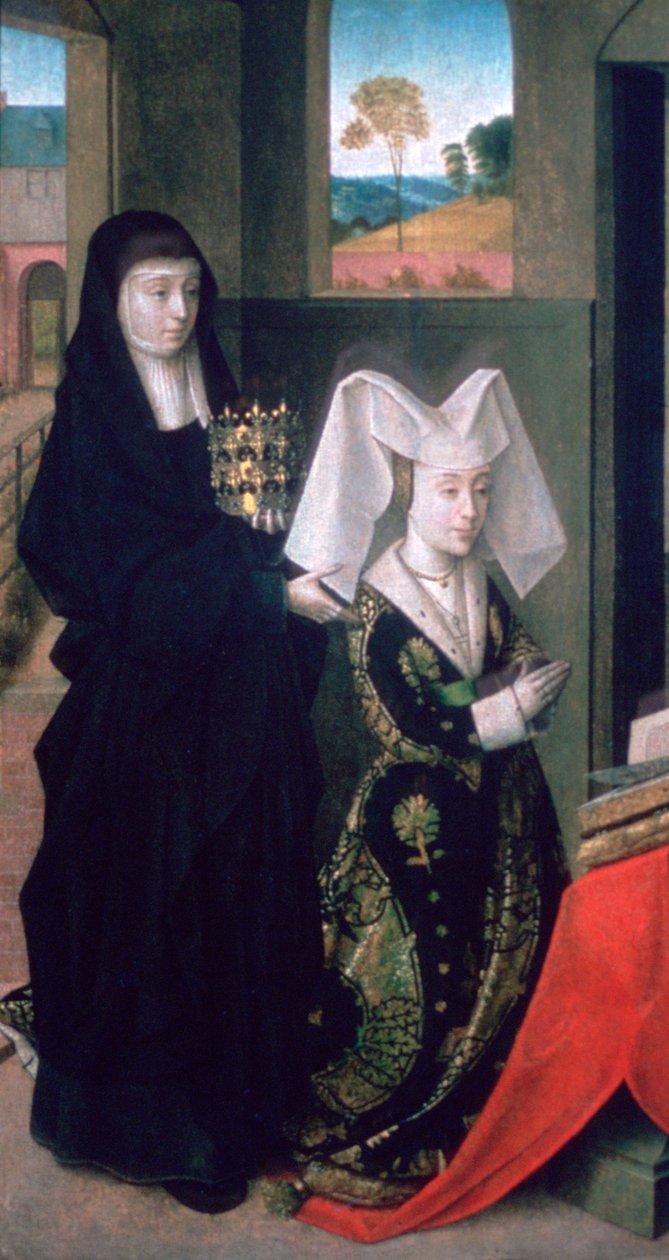 Isabela Portugalská se svatou Alžbětou, 1457-1460 od Petrus Christus