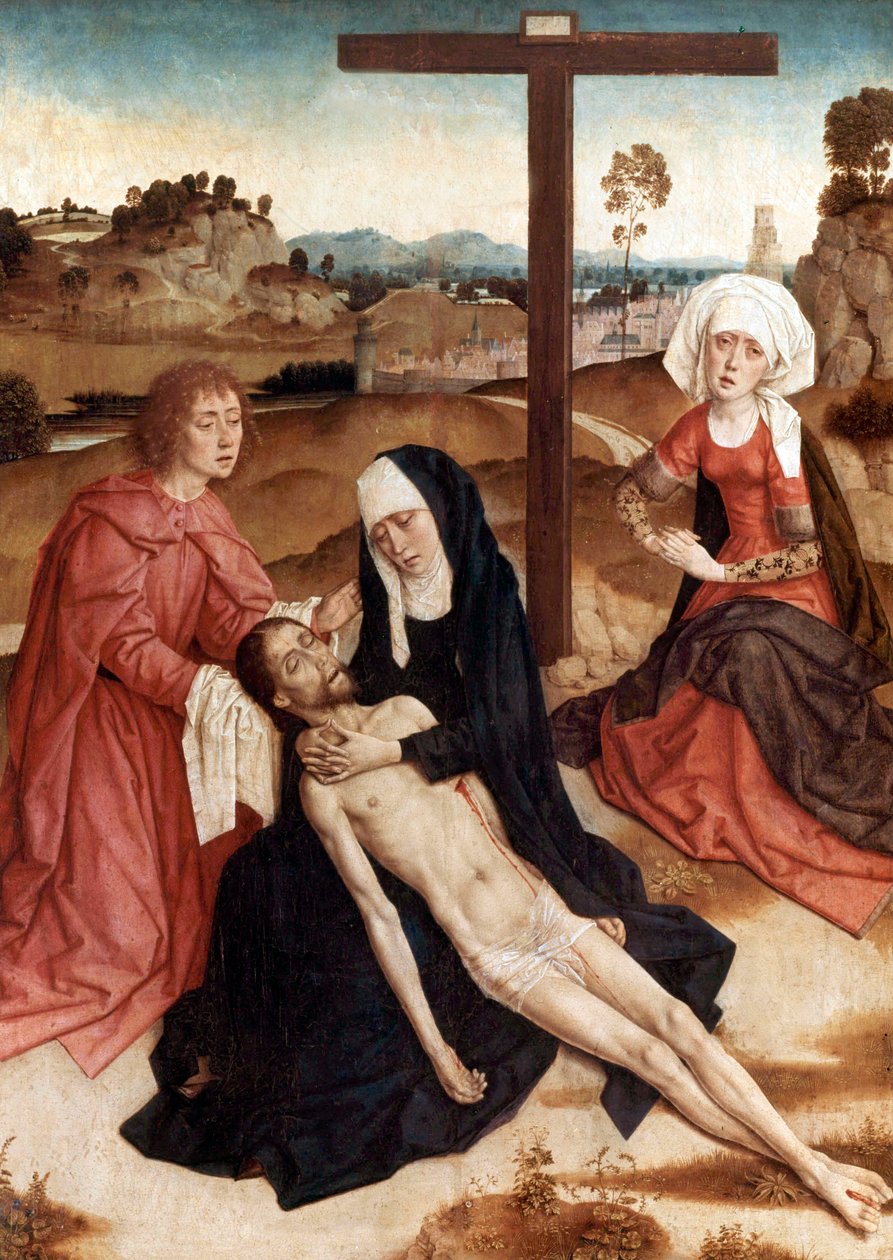Oplakávání nad mrtvým Kristem, kolem 1444 (olej na desce) od Petrus Christus